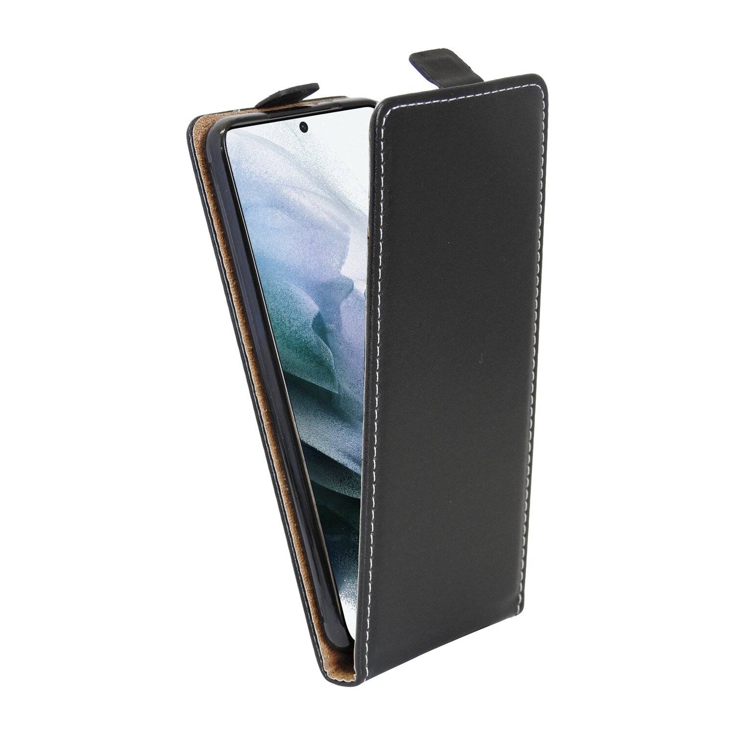 Flip Case für Samsung Galaxy S21+ (G996F) Handy Tasche vertikal aufklappbar Schutzhülle Klapp Hülle Schwarz