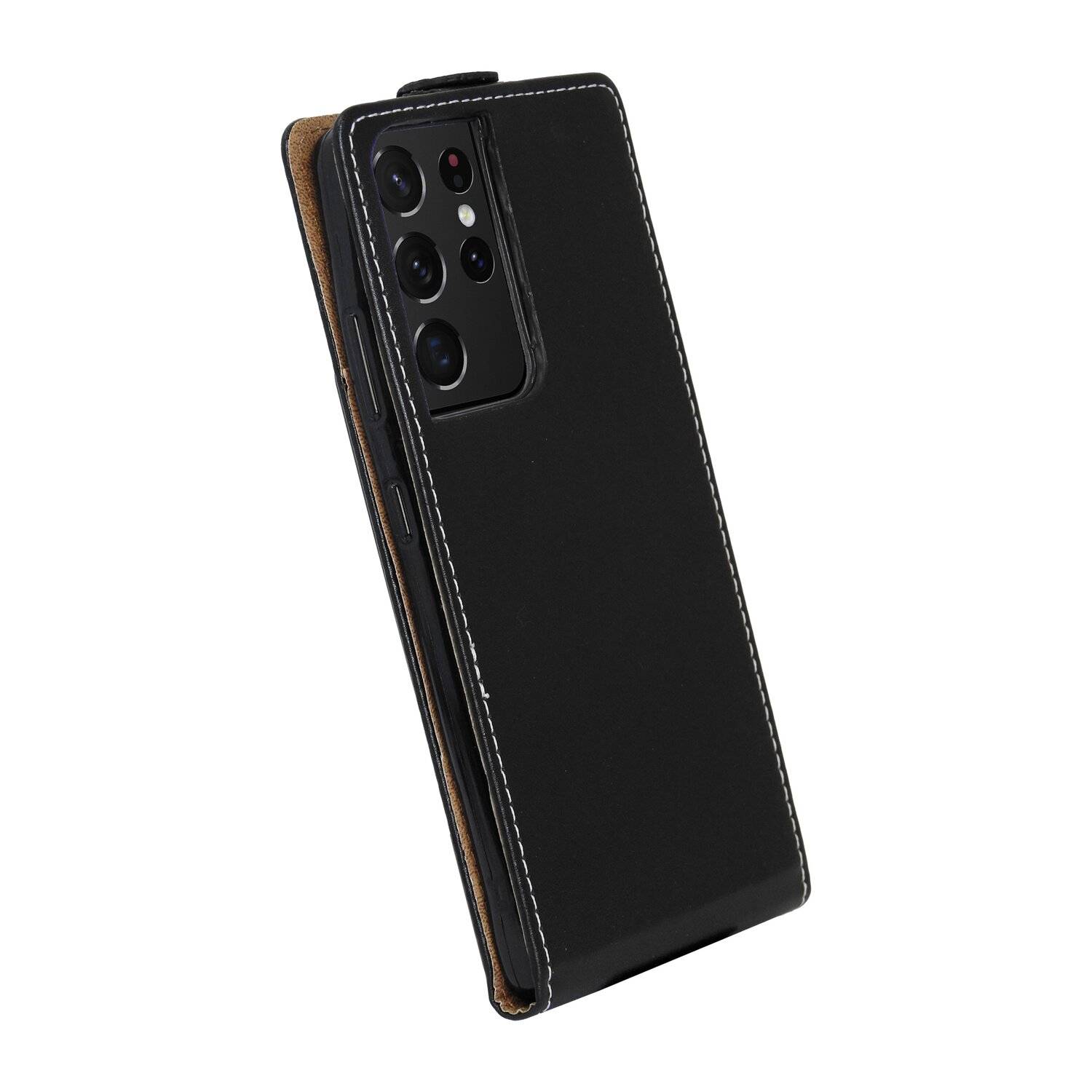 Flip Case für Samsung Galaxy S21 Ultra (G998B) Handy Tasche vertikal aufklappbar Schutzhülle Klapp Hülle Schwarz