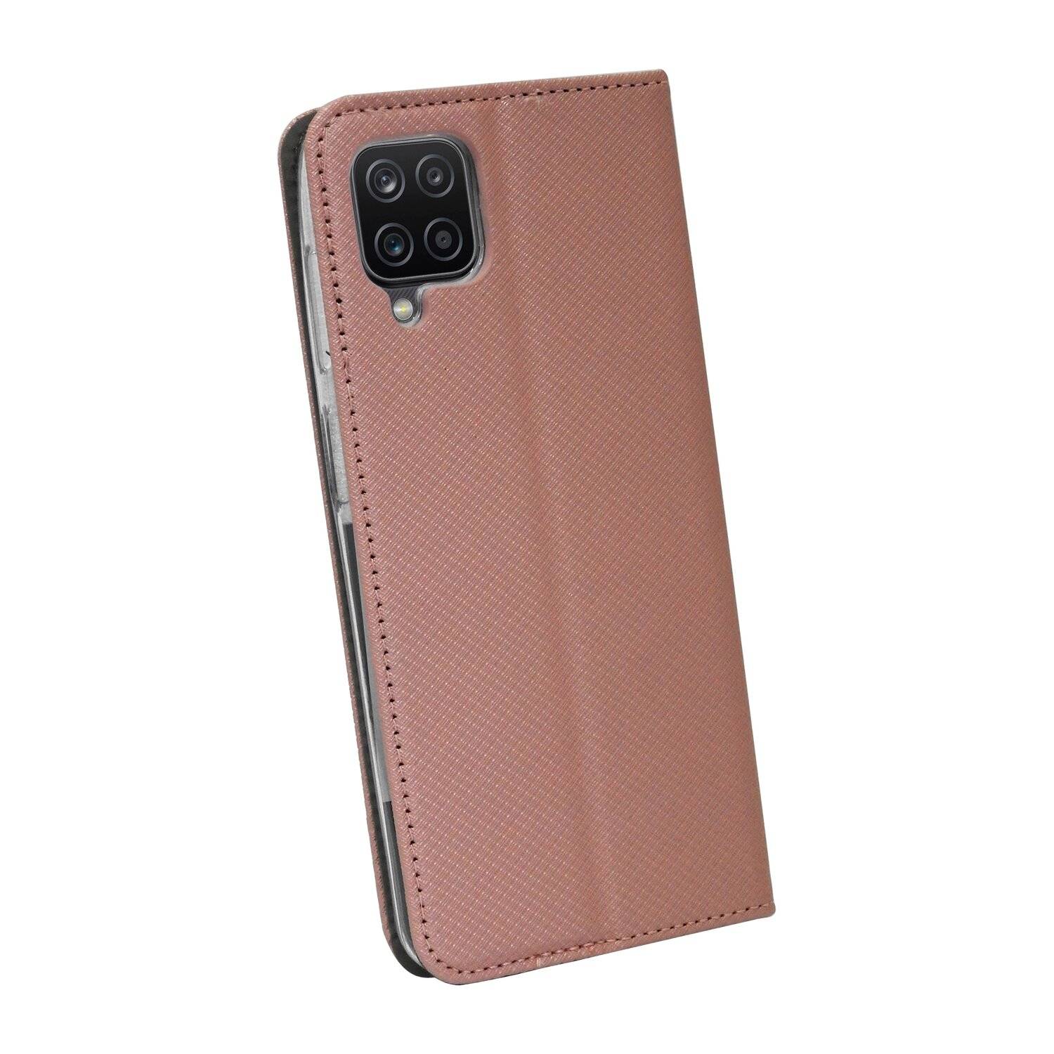 Buch Tasche "Smart" für SAMSUNG GALAXY A12 (A125F) Handyhülle Brieftasche Schutzhülle mit Standfunktion, Kartenfach Rose