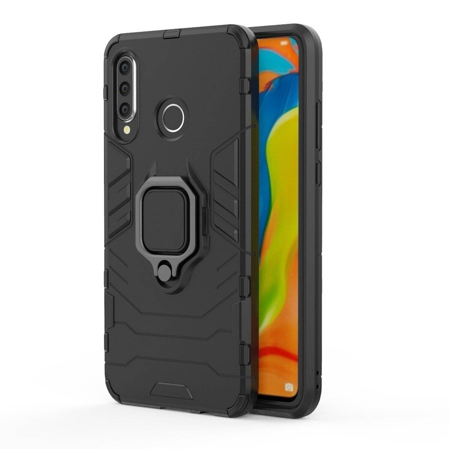 Ring Armor Kickstand Schutzhülle Bumper für Samsung Galaxy S21 (G991F) Silikon Hard Case Hülle Schutzschale Schwarz