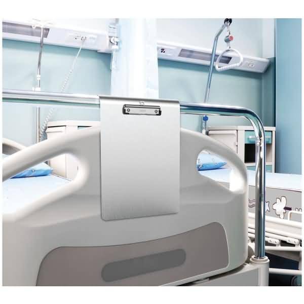 Schreibplatte Maulmedic Aluminium eloxiert Edelstahl-Klemme A4 quer