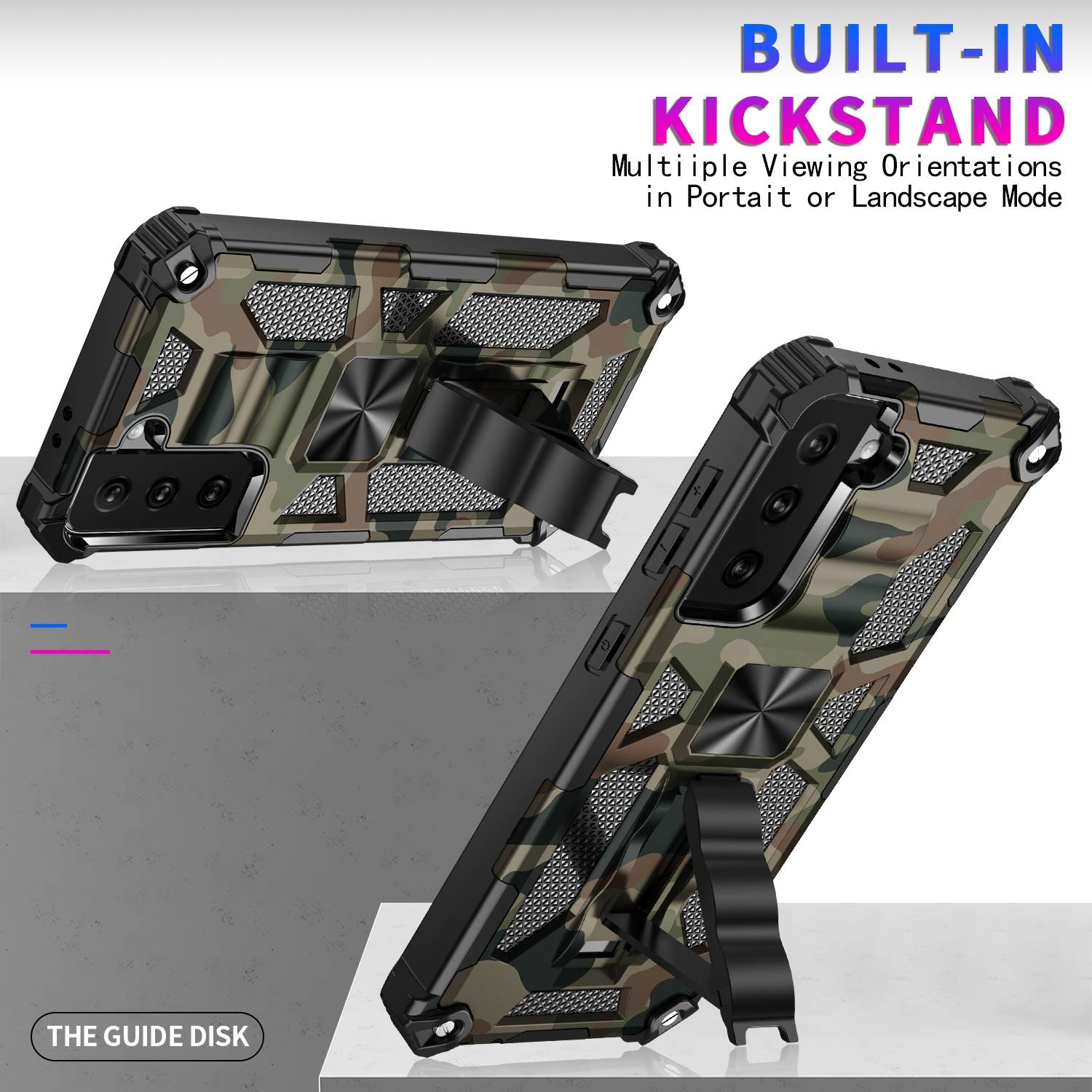 Für Samsung Galaxy S21 Plus Camouflage Shockproof Armor TPU Schutz Tasche Hülle Cover Grün