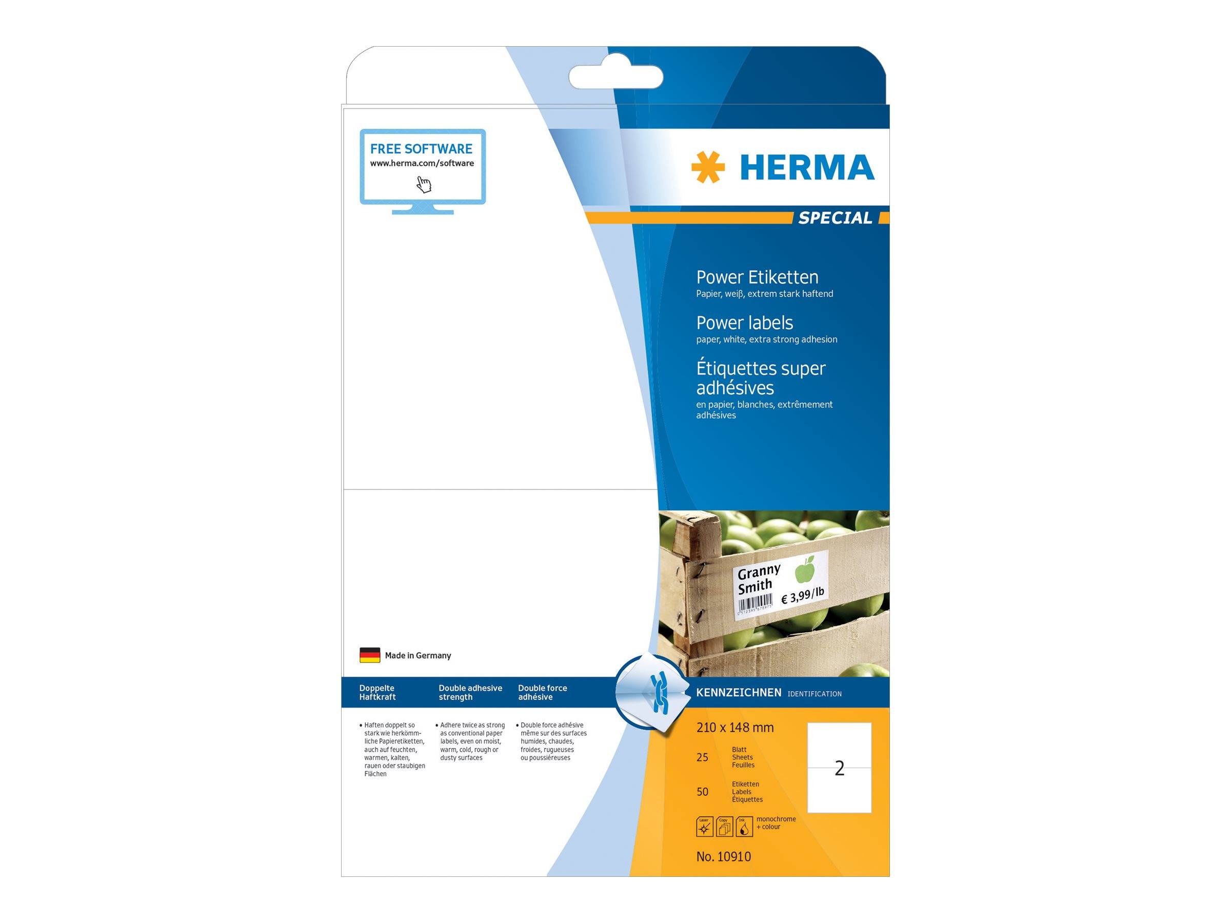 HERMA Special - Papier - matt - extra stark selbstklebend - weiß - 210 x 148 mm 50 Etikett(en) (25 Bogen x 2)