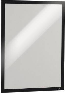 Leerer Wandspiegel mit schwarzem Rahmen, glänzender reflektierender Oberfläche und diagonalem Lichtglanz.