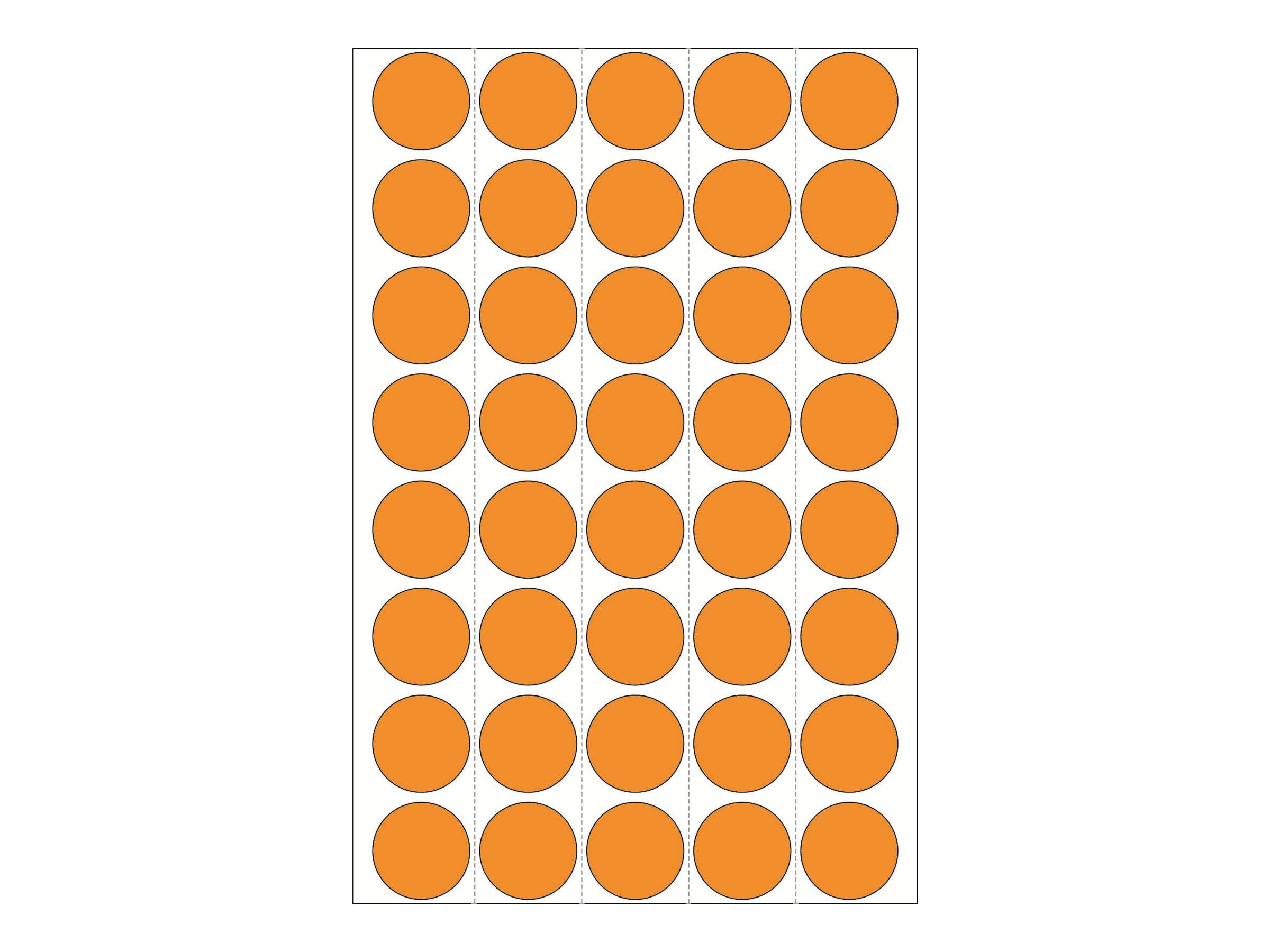 HERMA - Papier - matt - permanenter Klebstoff - Luminous Orange - 19 mm rund 960 Etikett(en) (24 Bogen x 40)