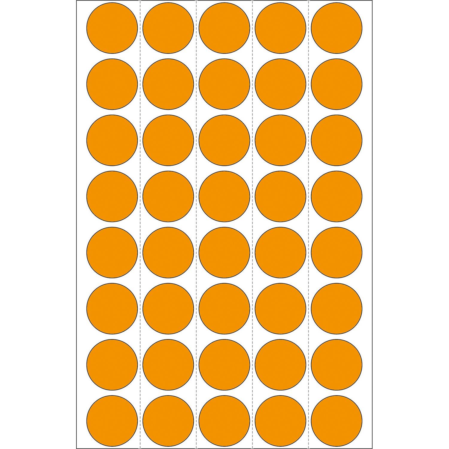 HERMA - Papier - matt - permanenter Klebstoff - Luminous Orange - 19 mm rund 960 Etikett(en) (24 Bogen x 40)