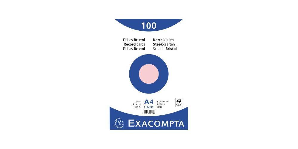 EXACOMPTA Karteikarte DIN A4 blanko rosa 100 St./Pack.