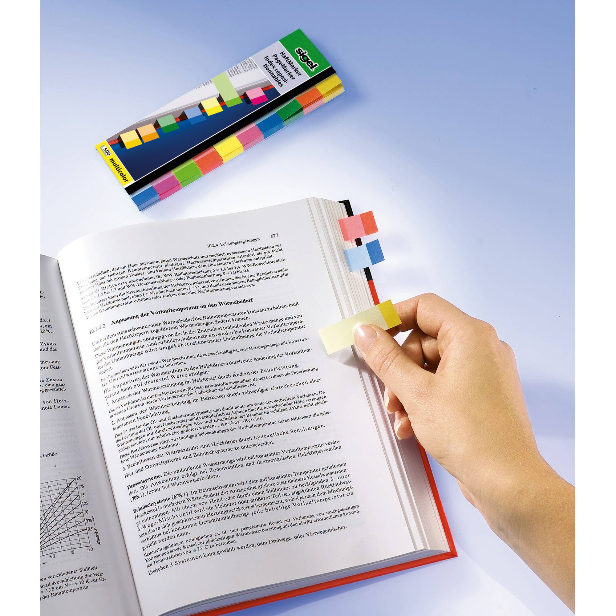 SIGEL Haftmarker Multicolor HN682 50x150mm f. sort 500 Bl./Pack.