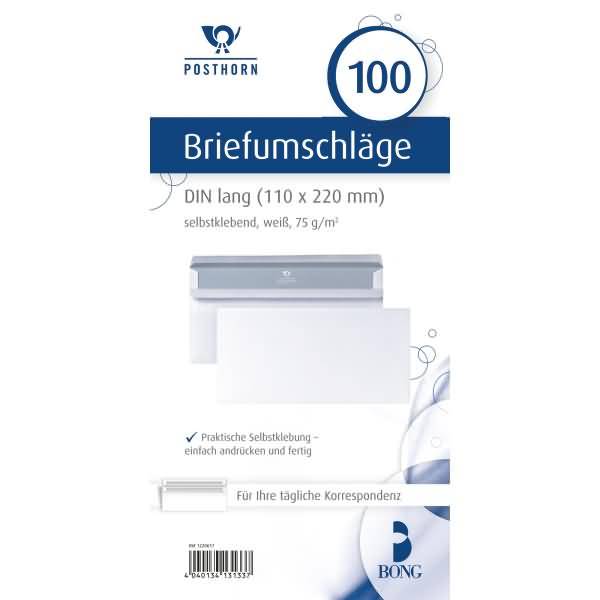 Briefumschlag 01220617 DL ohne Fenster selbstklebend 75g weiß 100 Stück