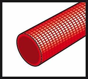 Roter Zylinder mit Gittertextur, der eine Rohr- oder Rohrstruktur veranschaulicht, möglicherweise für Bildungs- oder Industriedesignzwecke.