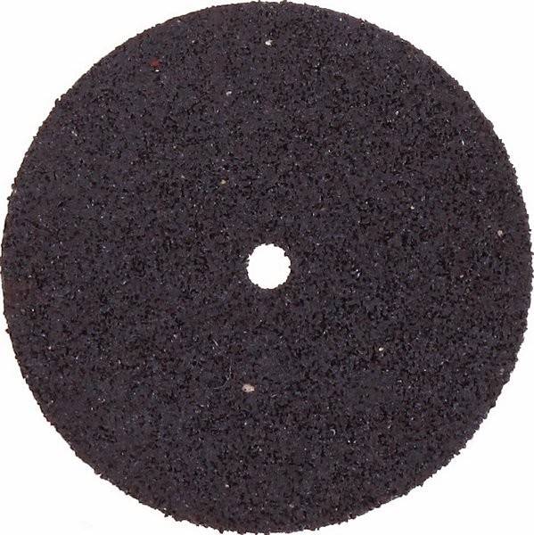 Eine runde, strukturierte schwarze Schleifscheibe mit einem kleinen zentralen Loch, die zum Schneiden oder Schleifen von Materialien verwendet wird.