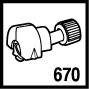 „Darstellung eines zylindrischen Bolzens mit strukturiertem Griff und sechseckigem Kopf, beschriftet mit ‚670' in Schwarz auf weißem Hintergrund.