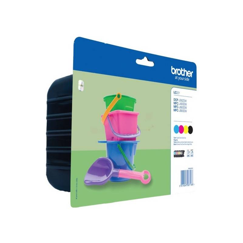 ORIGINAL Brother Multipack Schwarz / Cyan / Magenta / Gelb LC-221 LC221VALBPDR 4 Tintenpatronen: LC-