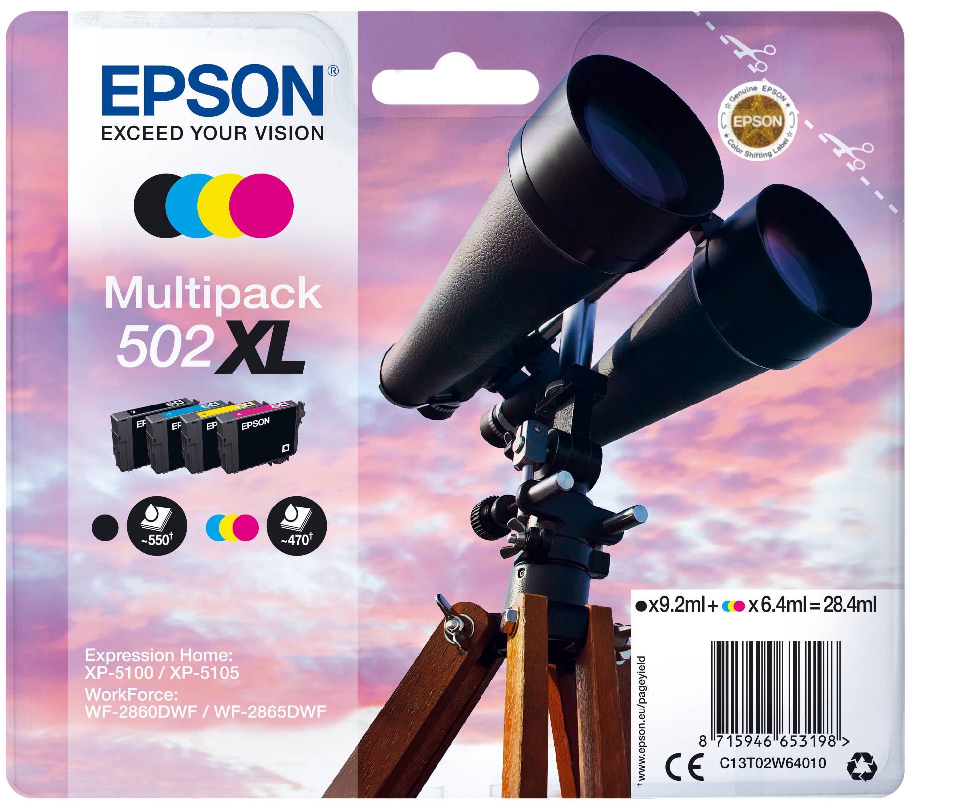 Epson 502XL Multipack - 4er-Pack - XL - Schwarz, Gelb, Cyan, Magenta