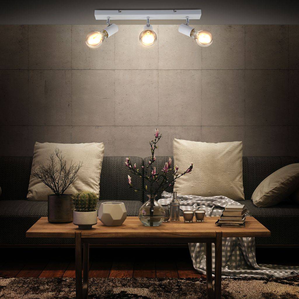 Deckenleuchte Retro Vintage Spot weiß Deckenlampe Industrie-Lampe Flur 3x E27