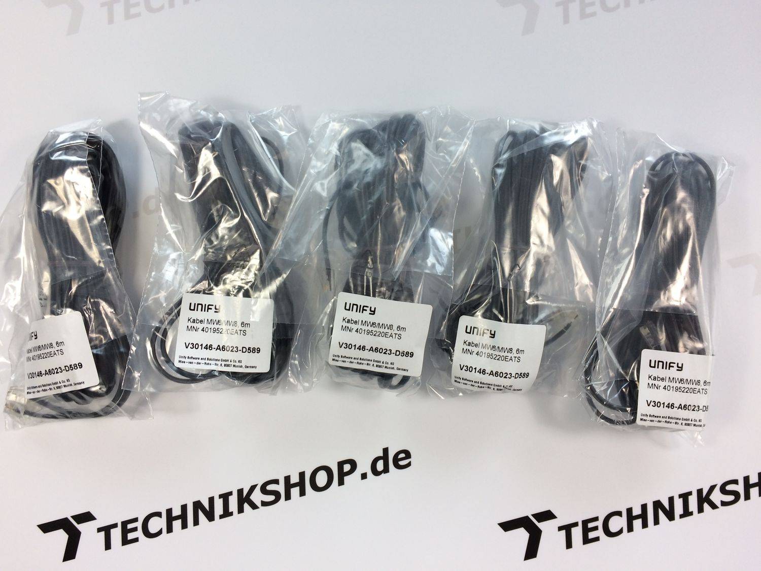 5x UNIFY Anschlussschnur 6m MW6 / MW8 RJ11 / RJ45 schwarz V30146-A6023-D589