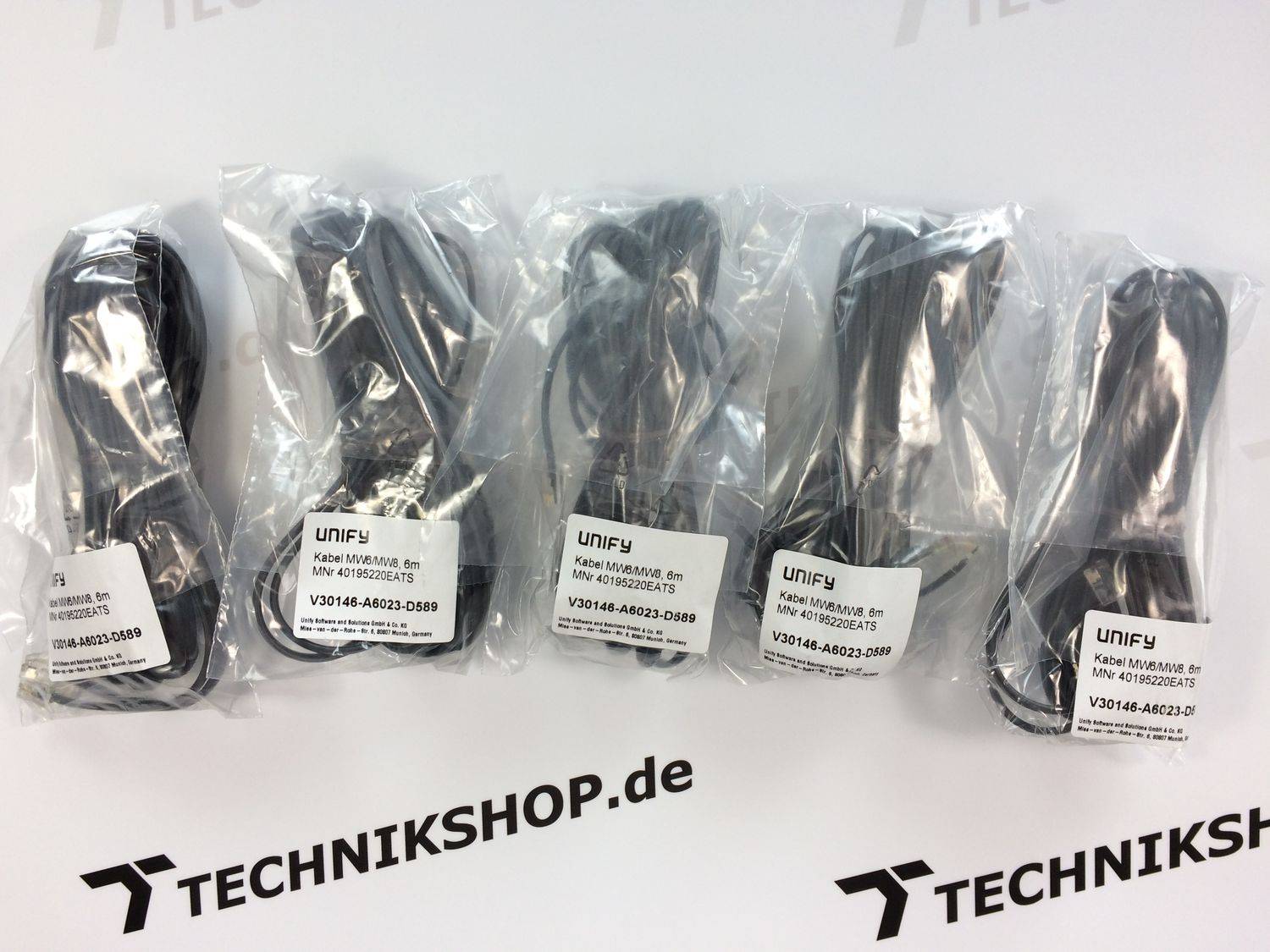 5x UNIFY Anschlussschnur 6m MW6 / MW8 RJ11 / RJ45 schwarz V30146-A6023-D589
