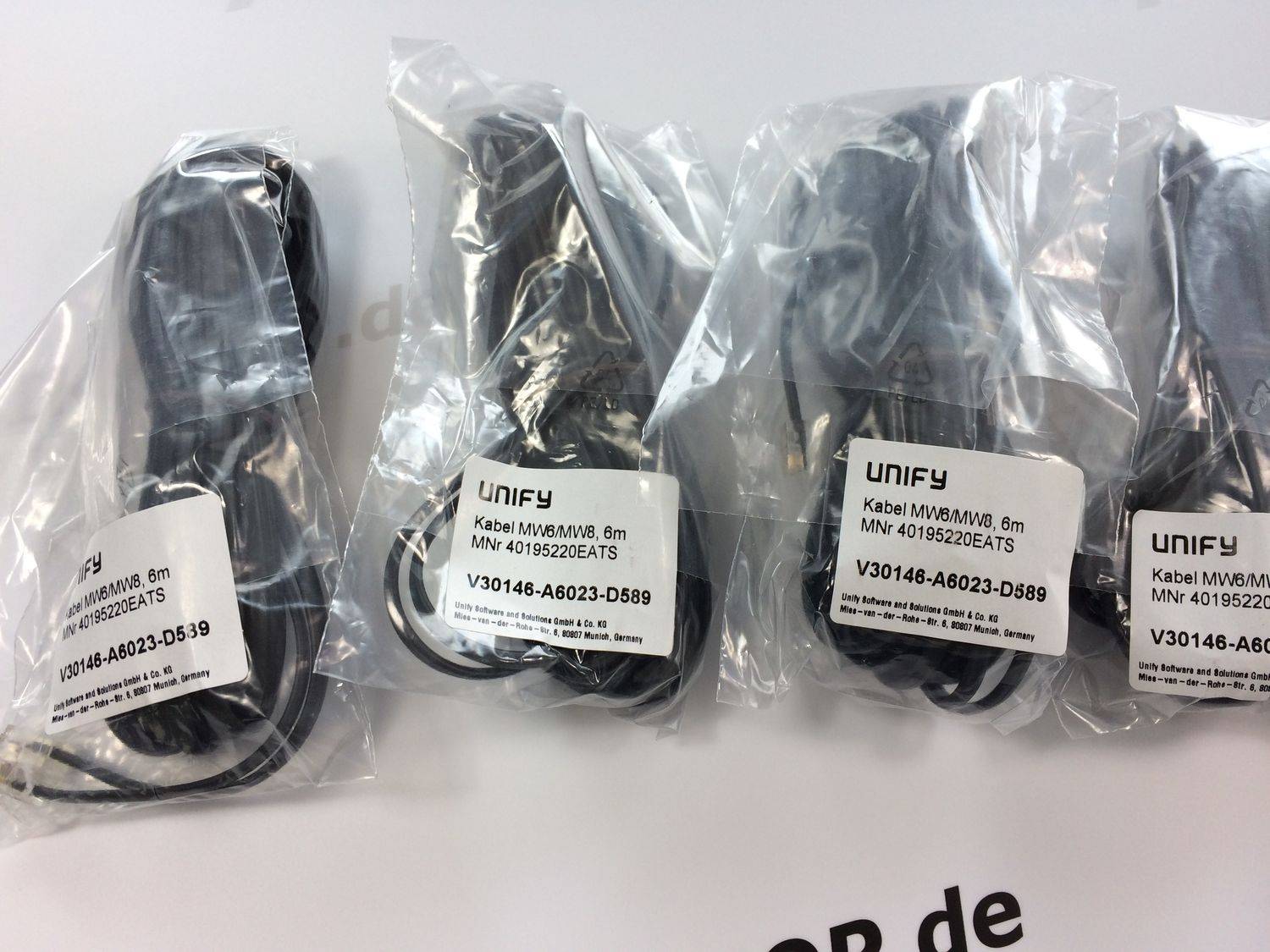 5x UNIFY Anschlussschnur 6m MW6 / MW8 RJ11 / RJ45 schwarz V30146-A6023-D589