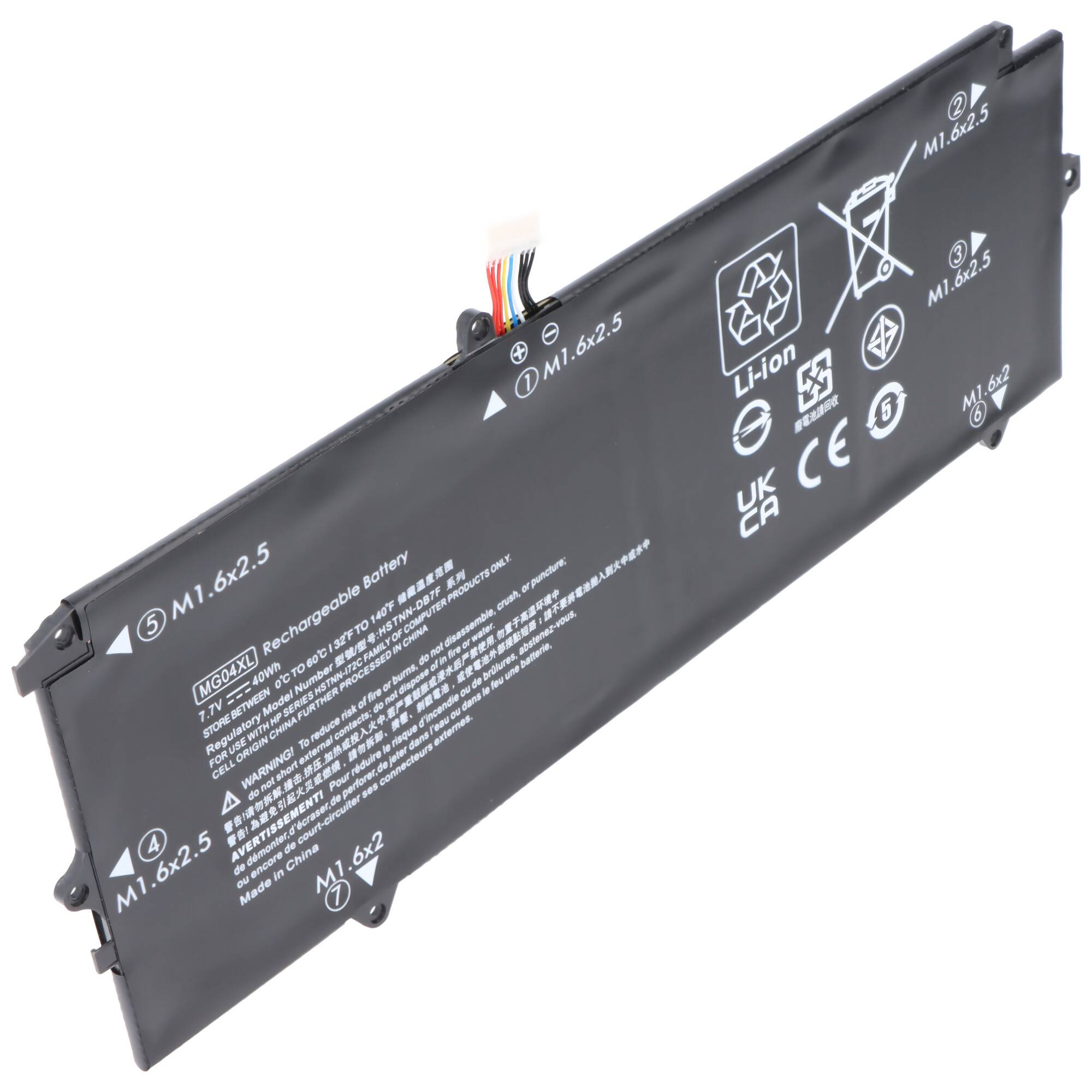 Akku passend für HP Elite X2 1012 G1, Li-ion, 7,7V, 5195mAh, 40Wh, built-in, ohne Werkzeug