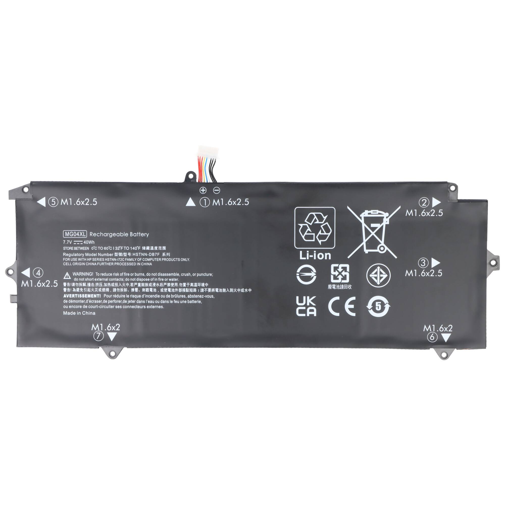 Akku passend für HP Elite X2 1012 G1, Li-ion, 7,7V, 5195mAh, 40Wh, built-in, ohne Werkzeug