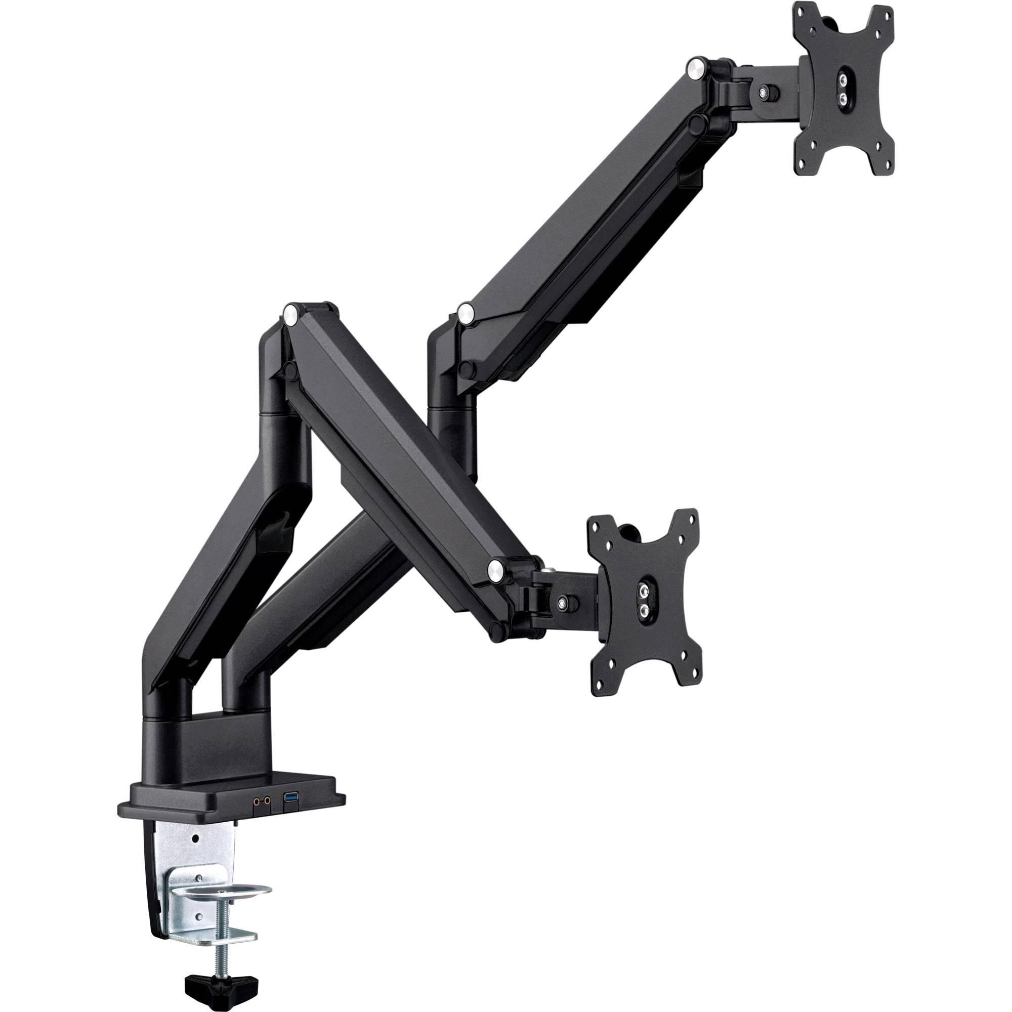 INLINE - Tischhalterung mit Lifter & USB/Audio - 2 Monitore bis 81cm (32""),schwarz