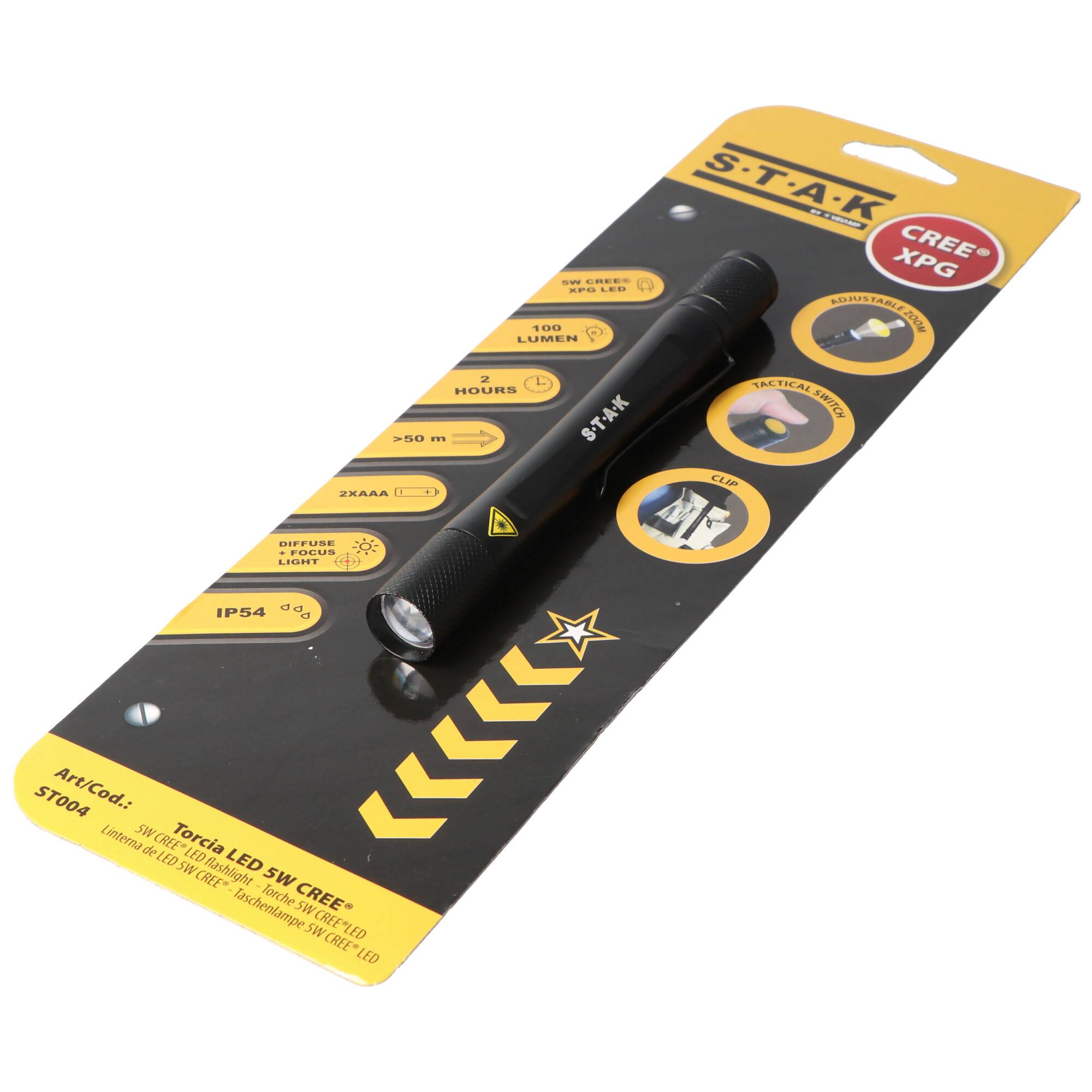 LED-Leuchtstift mit einer CREE XPG fokussierbar, max. 100 Lumen 5W inklusive 2 AAA Micro Alkaline Batterien