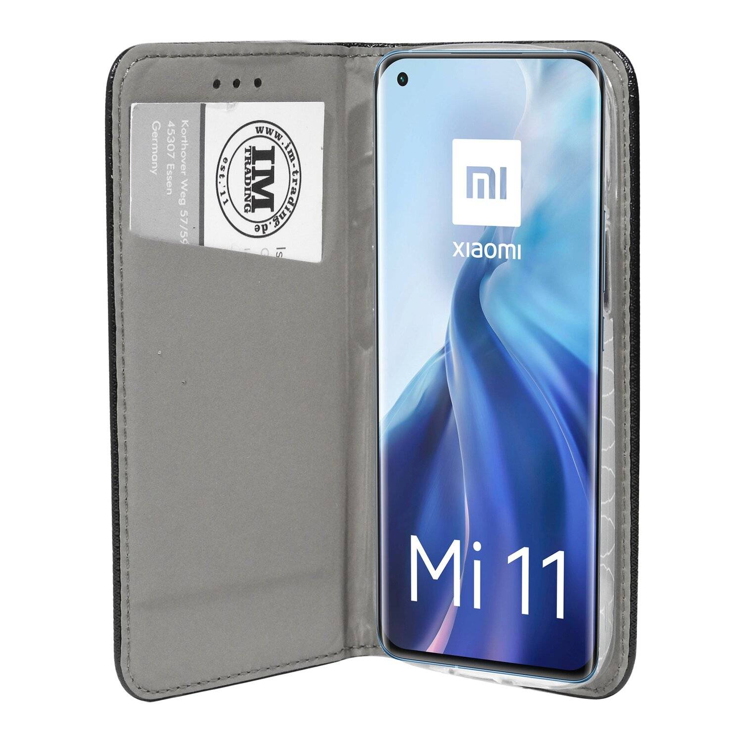 Buch Tasche "Smart" für XIAOMI MI 11 Handy Hülle Etui Brieftasche Schutzhülle mit Standfunktion, Kartenfach Schwarz