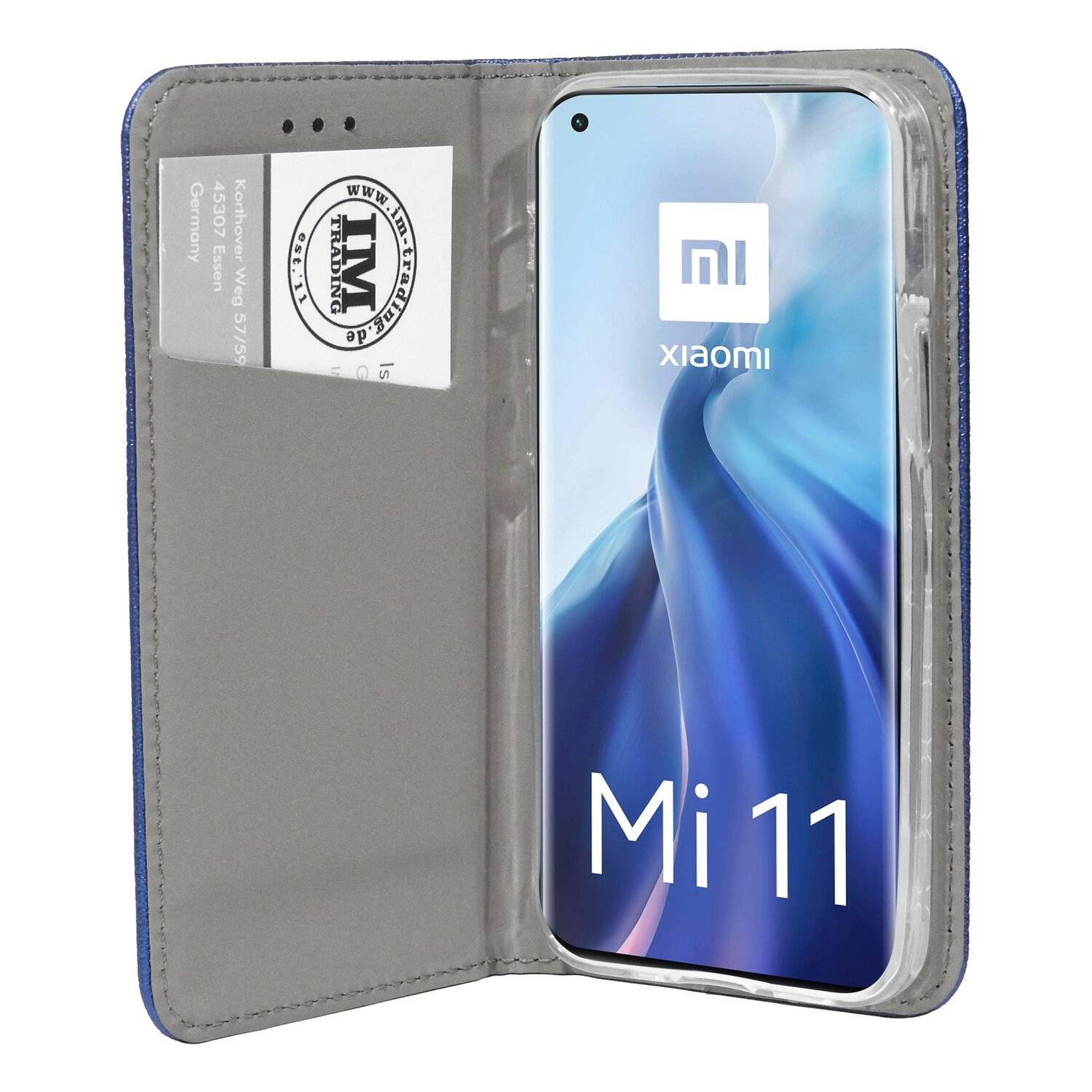 Buch Tasche "Smart" für XIAOMI MI 11 Handy Hülle Etui Brieftasche Schutzhülle mit Standfunktion, Kartenfach Blau