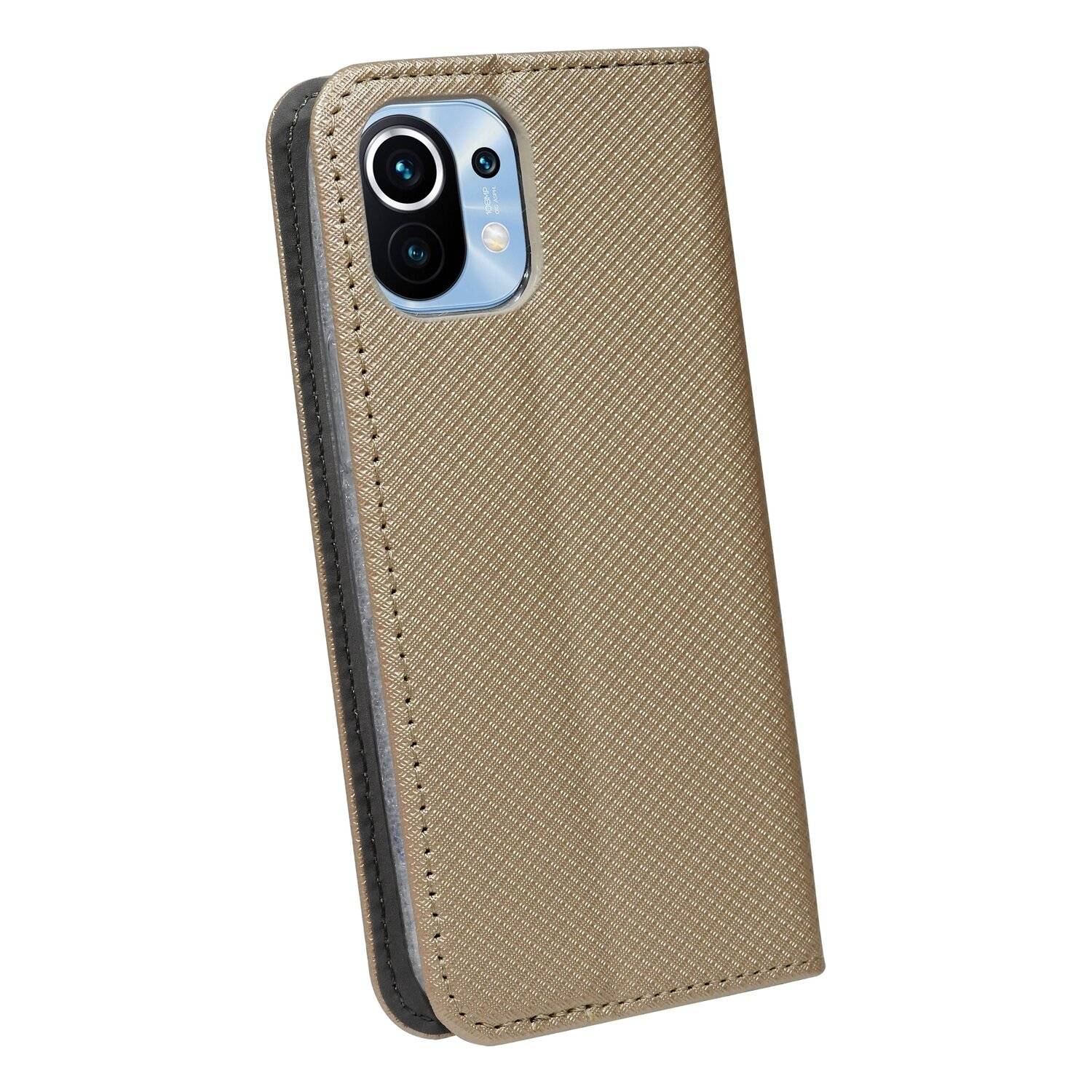 Buch Tasche "Smart" für XIAOMI MI 11 Handy Hülle Etui Brieftasche Schutzhülle mit Standfunktion, Kartenfach Gold
