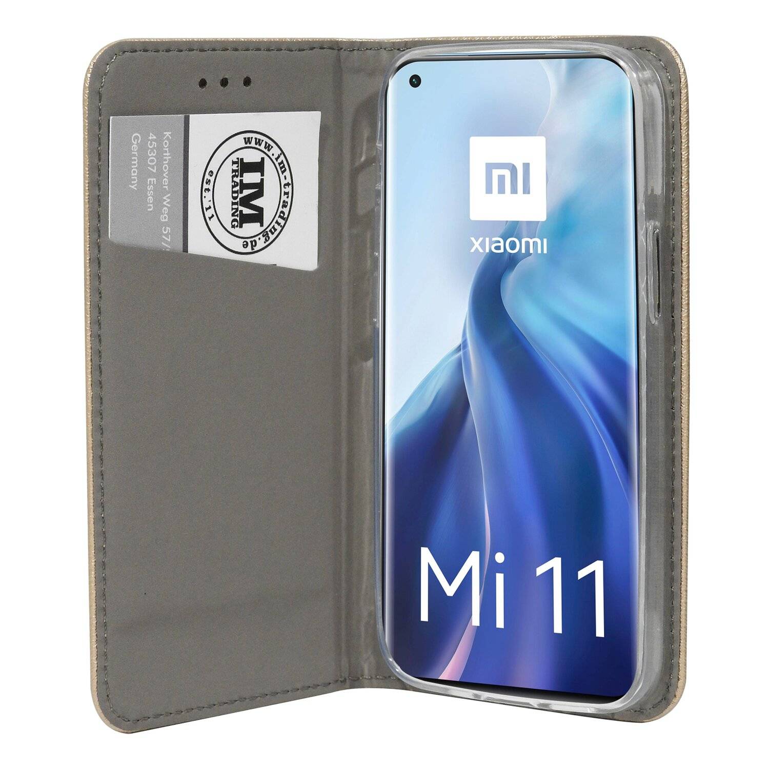 Buch Tasche "Smart" für XIAOMI MI 11 Handy Hülle Etui Brieftasche Schutzhülle mit Standfunktion, Kartenfach Gold