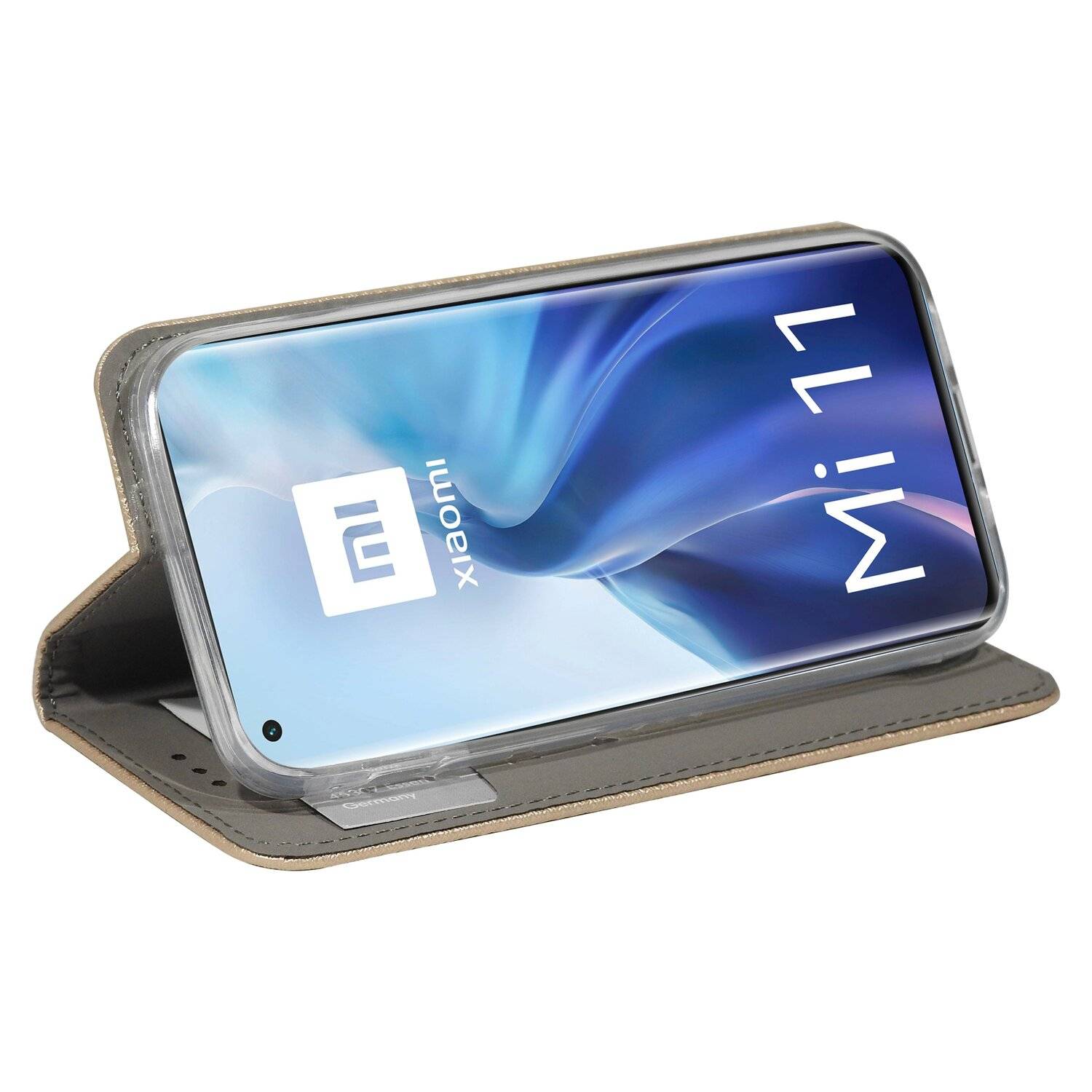 Buch Tasche "Smart" für XIAOMI MI 11 Handy Hülle Etui Brieftasche Schutzhülle mit Standfunktion, Kartenfach Gold