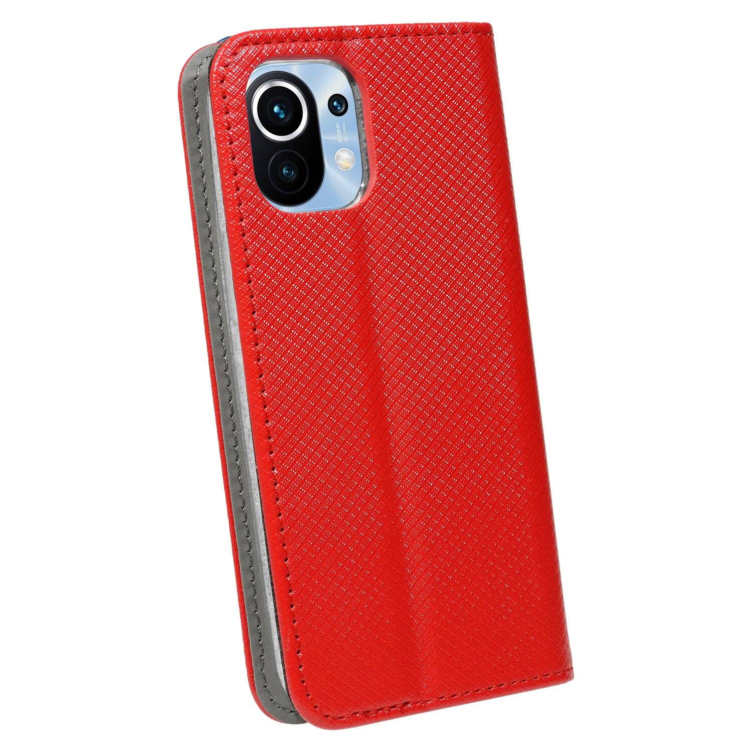 Buch Tasche "Smart" für XIAOMI MI 11 Handy Hülle Etui Brieftasche Schutzhülle mit Standfunktion, Kartenfach Rot
