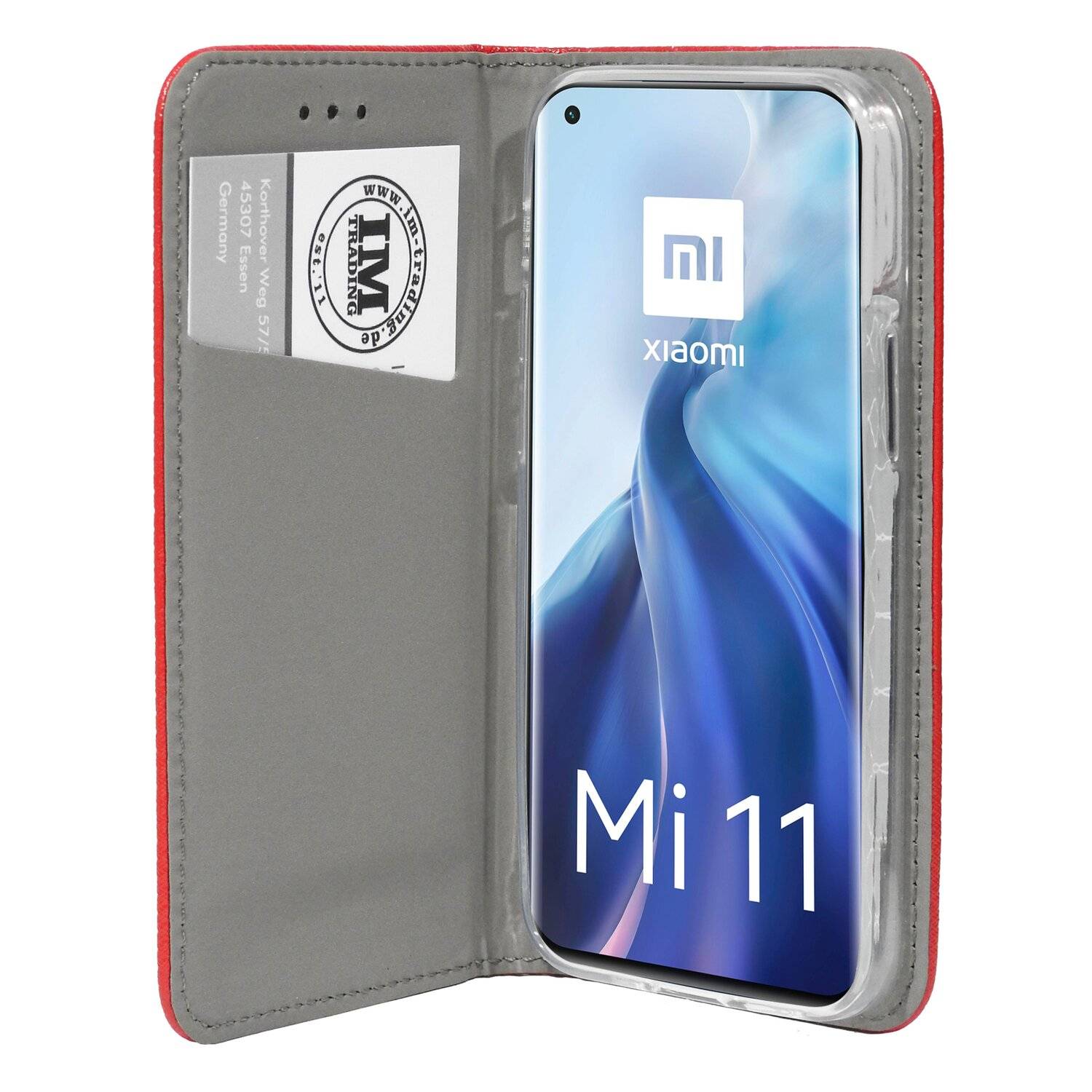 Buch Tasche "Smart" für XIAOMI MI 11 Handy Hülle Etui Brieftasche Schutzhülle mit Standfunktion, Kartenfach Rot