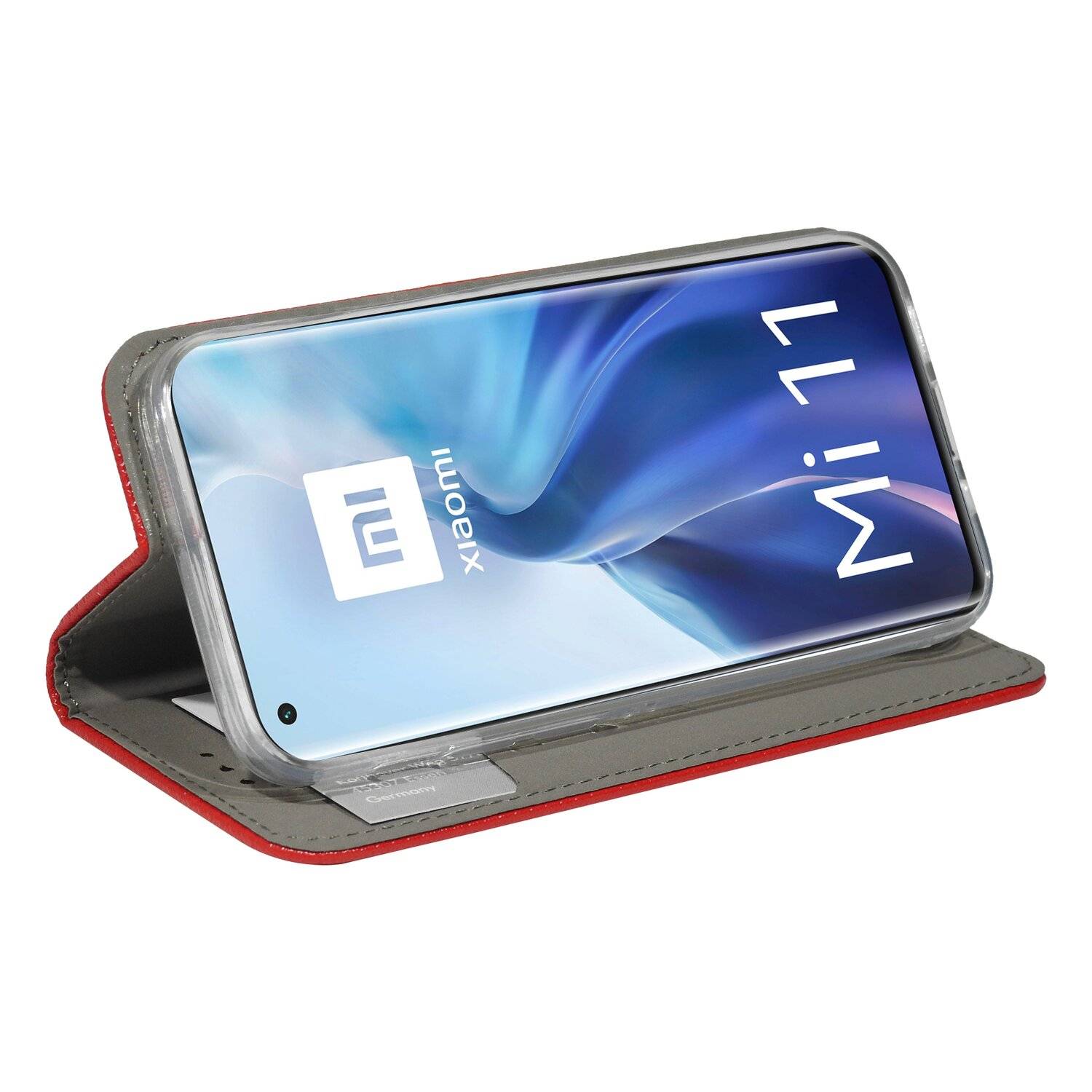 Buch Tasche "Smart" für XIAOMI MI 11 Handy Hülle Etui Brieftasche Schutzhülle mit Standfunktion, Kartenfach Rot