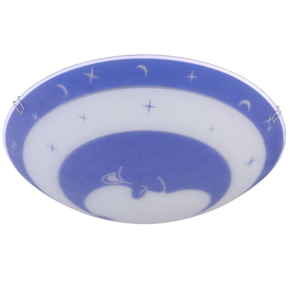 Deckenleuchte Kinderzimmer Glas Kinder Schlafzimmerleuchte Sterne Baby Kinderleuchte Deckenlampe Mond blau, Metall, 1x LED 4W 320Lm warmweiß, DxH