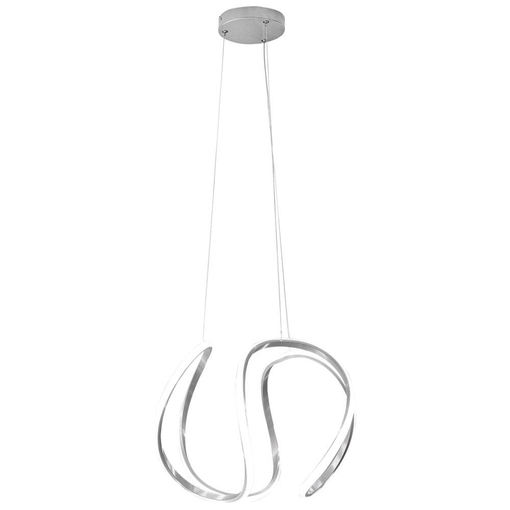 LED Hängeleuchte geschwungen Pendelleuchte dimmbar Modern Deckenleuchte hängend, Metall grau weiß, 23W 1840Lm warmweiß, LxBxH 45x44x150 cm