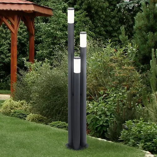 Säulenleuchte für Außen 170 cm Garten Stehlampe Edelstahl Standleuchte Terrasse groß, drei Säulen in anthrazit, 3x E27, 28 cm Säulenleuchte für Außen 170 cm Garten Stehlampe Edelstahl Standleuchte Terrasse groß, drei Säulen in anthrazit, 3x E27, 28 cm