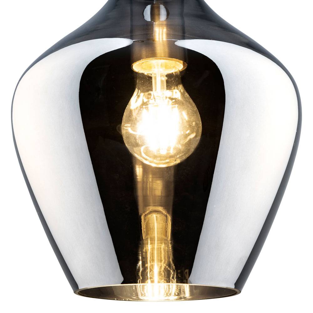 RETRO Pendel Hänge Lampe Ess Zimmer Glas grau Strahler Decken Leuchte Küchen Beleuchtung