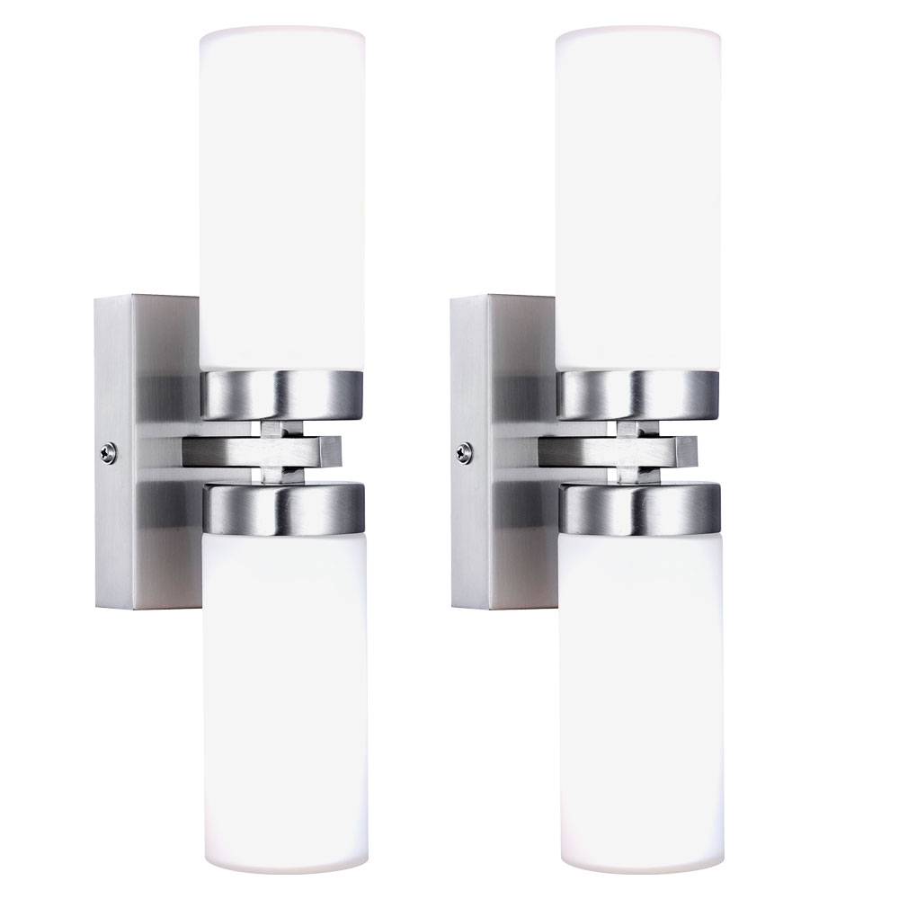 2er Set Wandlampe Spiegel Badezimmer Leuchte UP DOWN Strahler Feuchtraumleuchte Glas IP44 2-Flammig