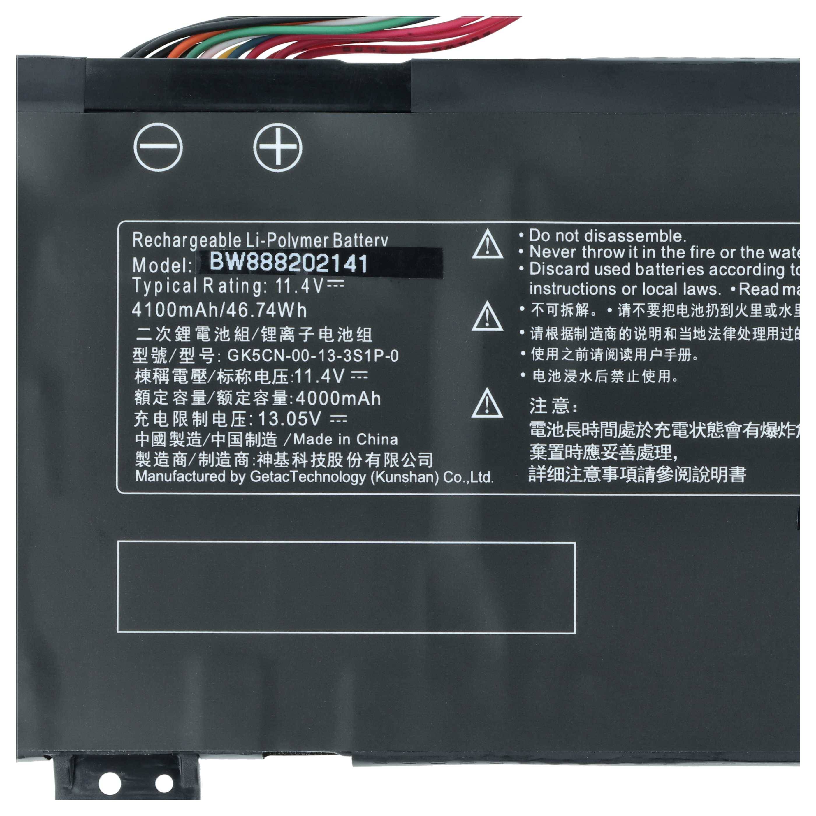 vhbw Akku kompatibel mit Machenike F117-Break, F117-B6D, F117 Break, F117-FP6, F117-FP Notebook (4000 mAh, 11,4 V, Li-Polymer)