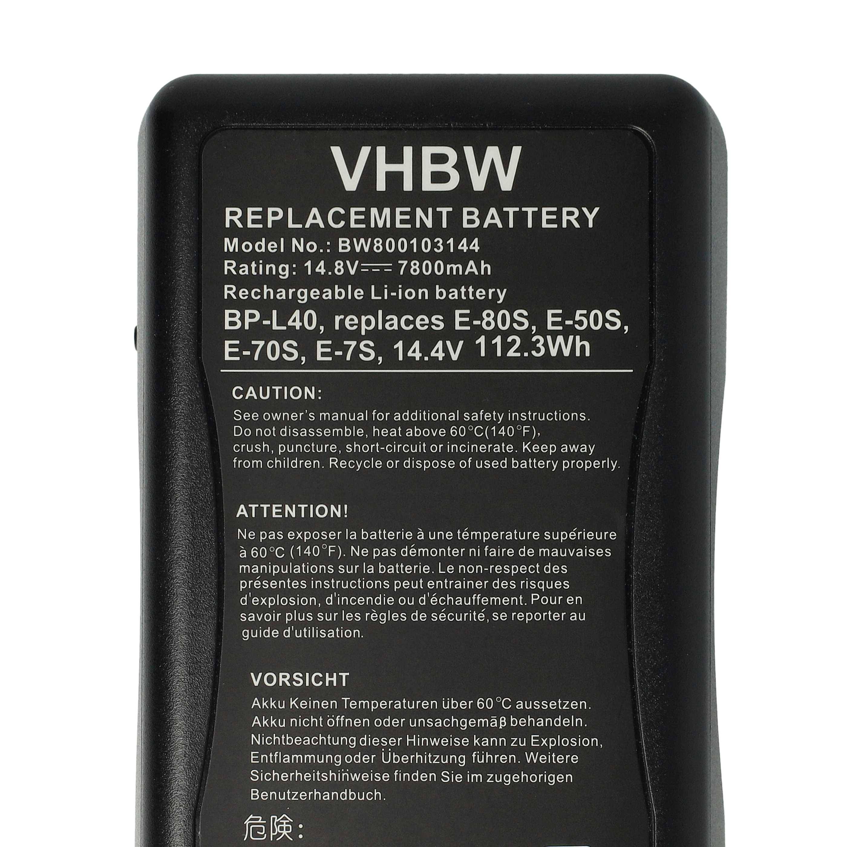 vhbw 1x Akku kompatibel mit Sony DXC-D50P, DXC-D50PK, DXC-D50PH, DXC-D50WS, DXC-D50PL Videokamera Camcorder (7800 mAh, 14,4 V, Li-Ion)