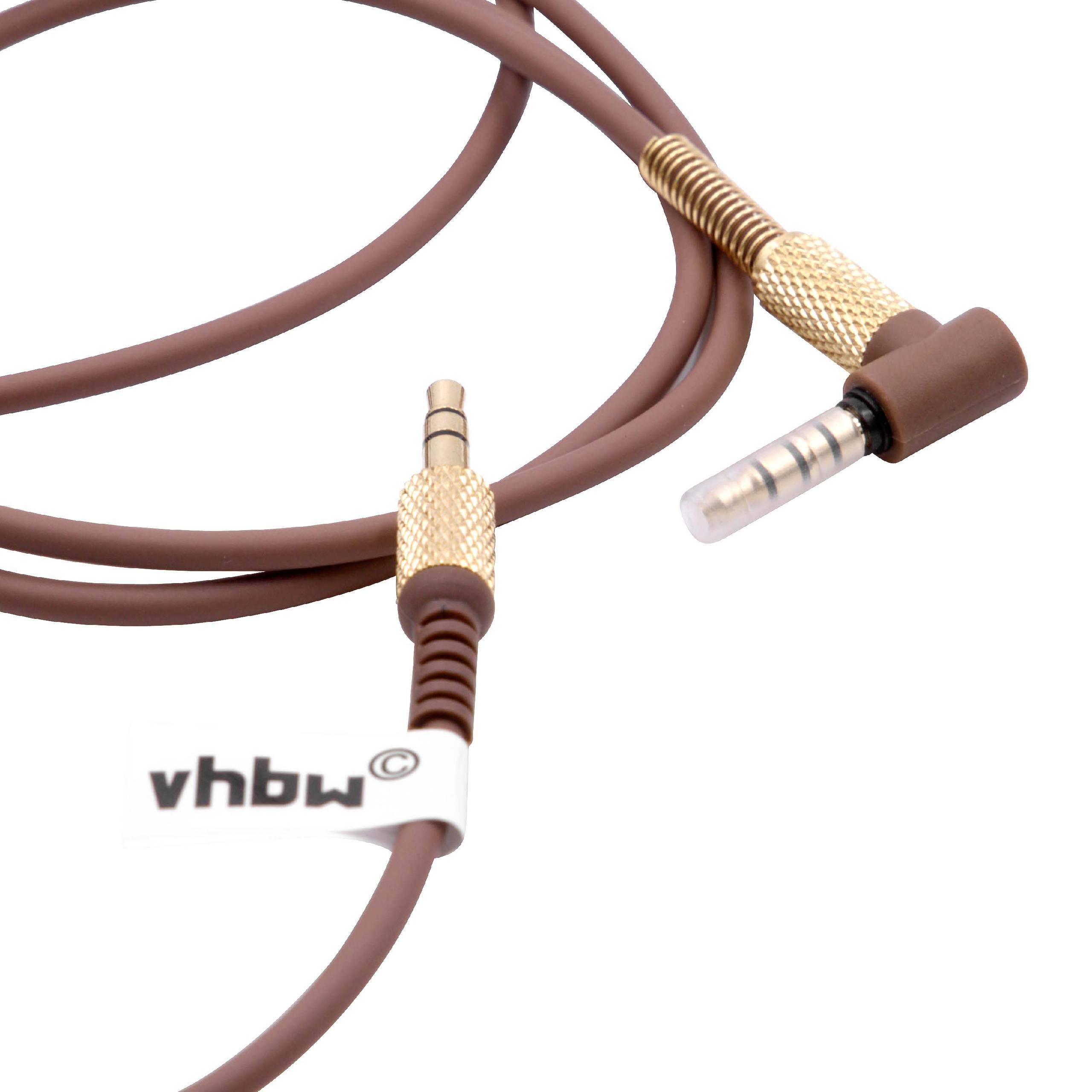 Braunes Audiokabel mit 3,5-mm-Steckern an beiden Enden, gewickelt mit einem 'vhbw'-Etikett in der Nähe eines Endes.