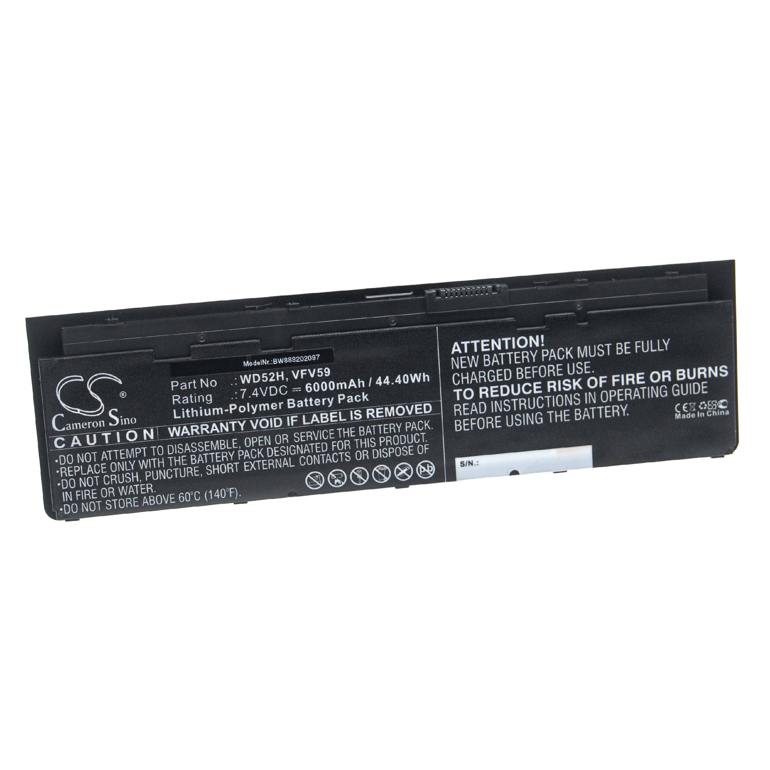 vhbw Akku kompatibel mit Dell Latitude 12 7000, E7240 7240-2716, E7240 12.5, E7250, E7240 Notebook (6000 mAh, 7,4 V, Li-Polymer)