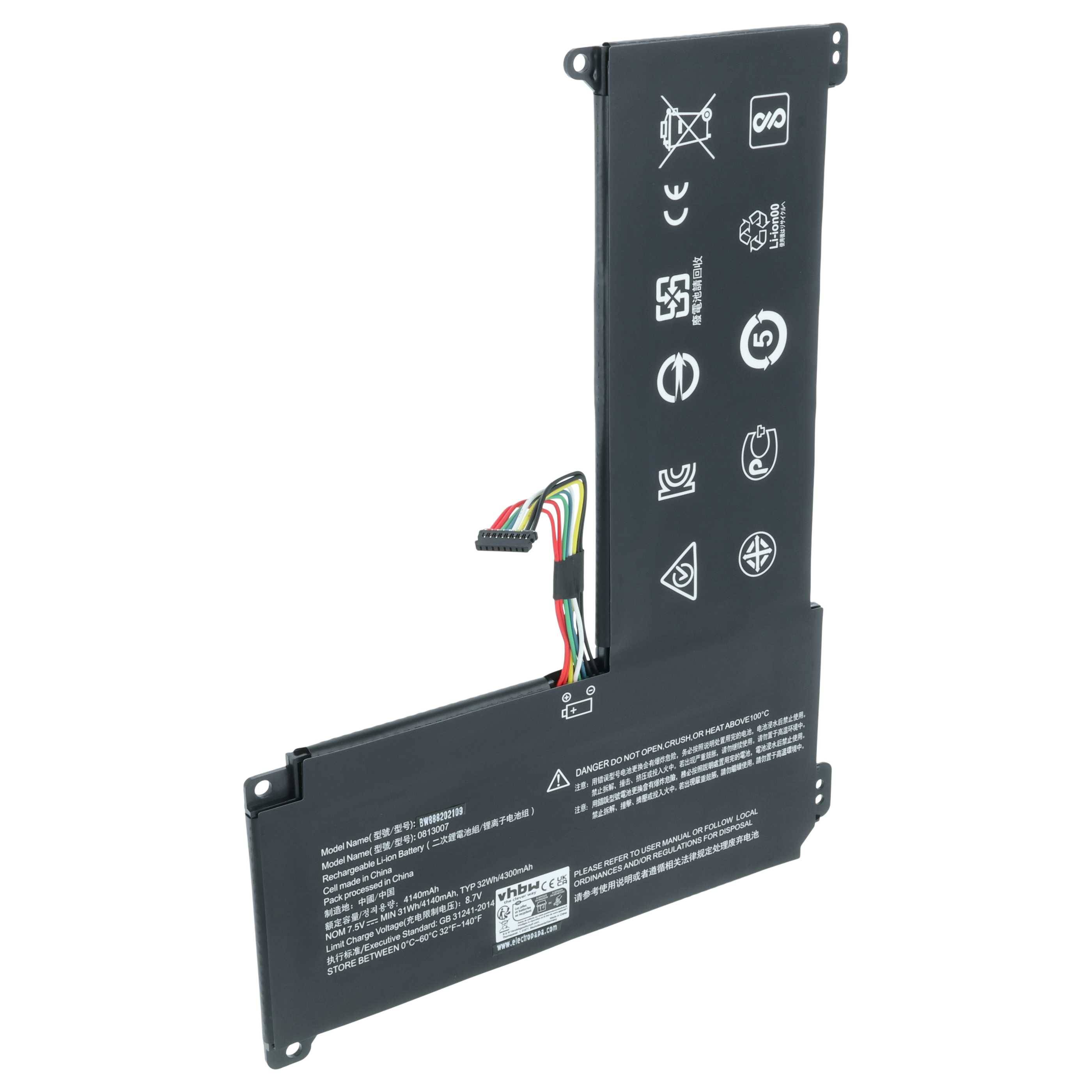 vhbw Akku kompatibel mit Lenovo IdeaPad 120S-14IAP (81A500AQGE), 120S-14IAP (81A500AEGE) Notebook (4050 mAh, 7,5 V, Li-Polymer)