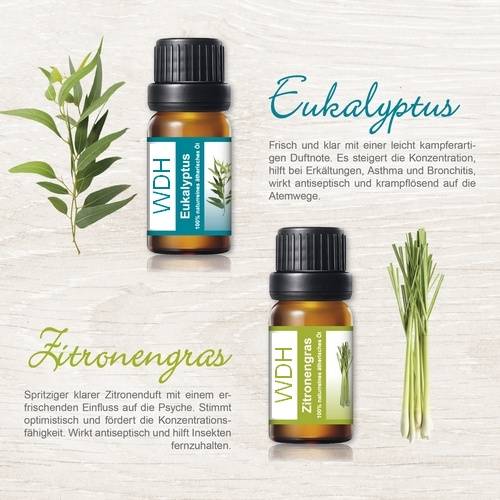 WDH Ätherisches Ölset – 6 × 10 ml – für Aroma-Diffuser