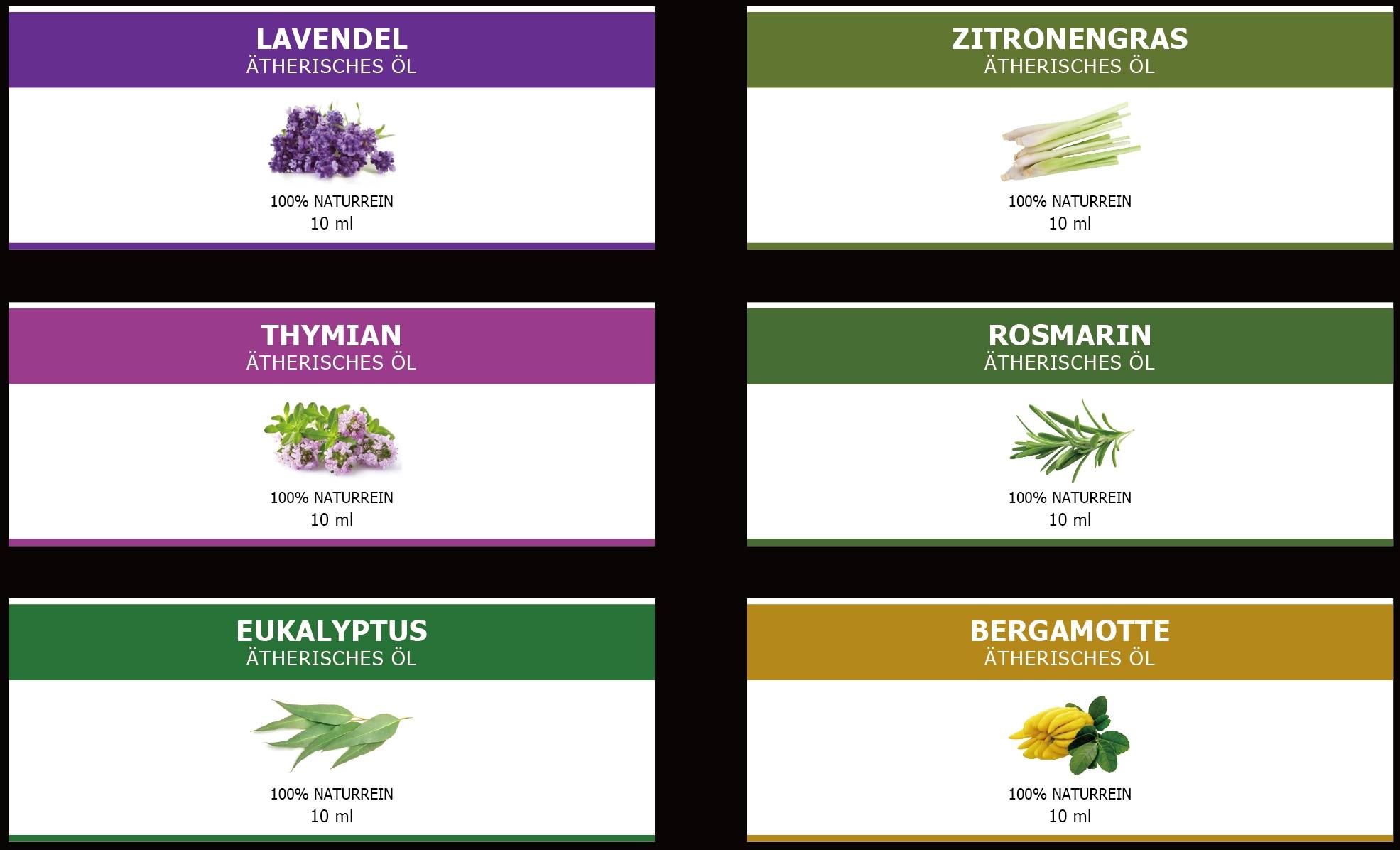 WDH Ätherisches Ölset – 6 × 10 ml – für Aroma-Diffuser