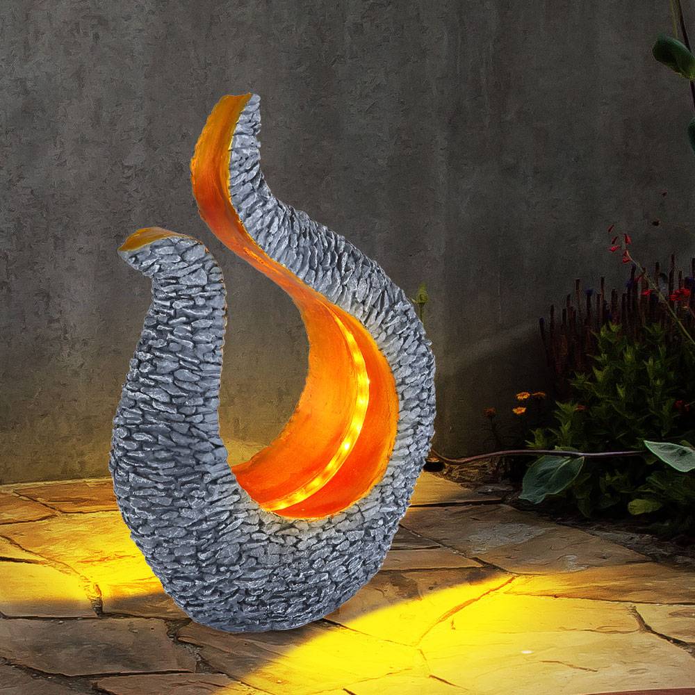 Solarleuchte Gartendeko Solar Skulptur Steinoptik Solarlampe Design gold, grau, LED warmweiß, LxBxH 23,5x11x34,5 cm