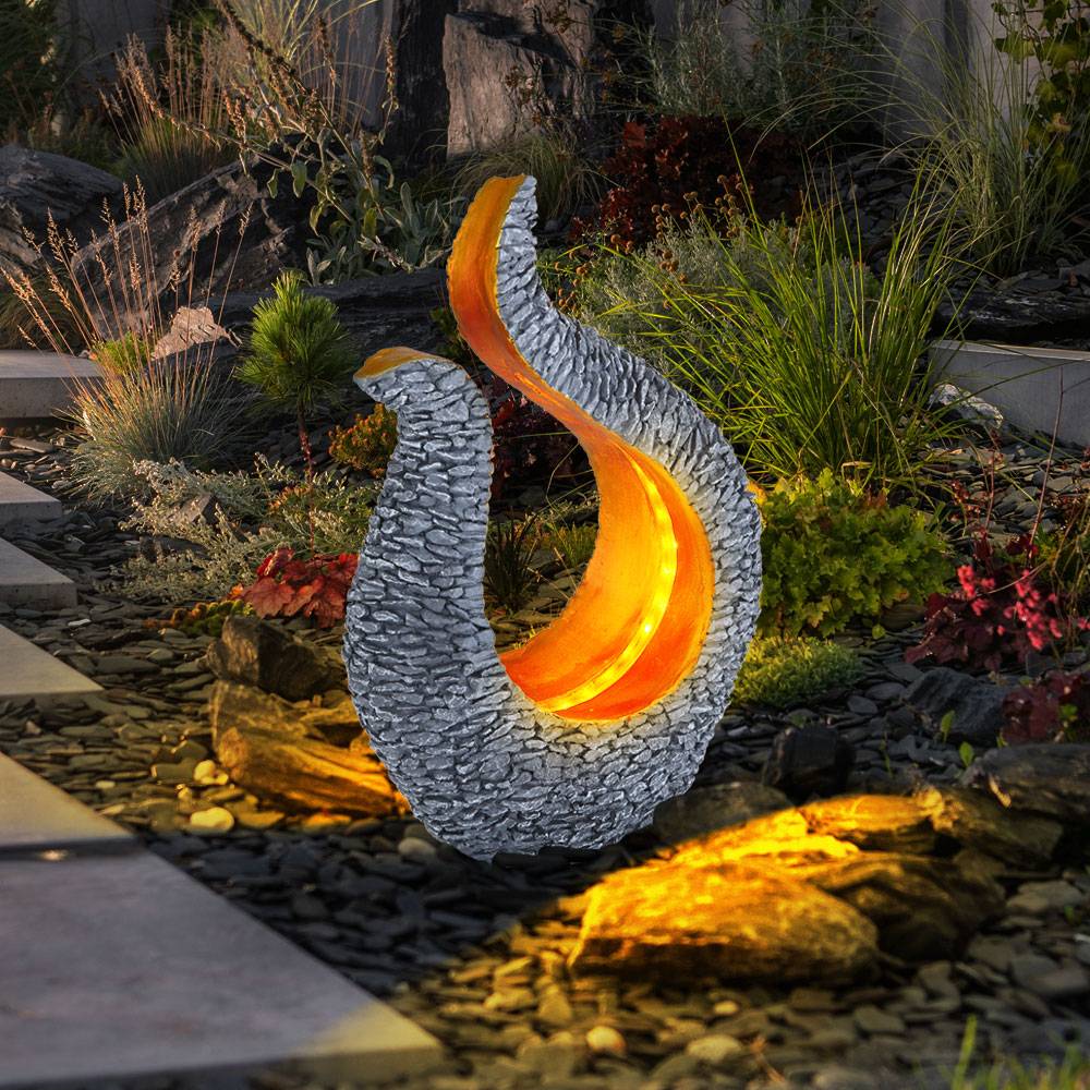 LED Solar Lampe GRAU GOLD Stein Optik Skulptur Garten Außen Beleuchtung Balkon Hof Deko Design Leuchte