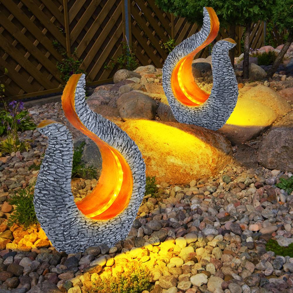 Solarleuchte Gartendeko Solar Skulptur Steinoptik Solarlampe Design gold, grau, LED warmweiß, LxBxH 23,5x11x34,5 cm, 2er Set