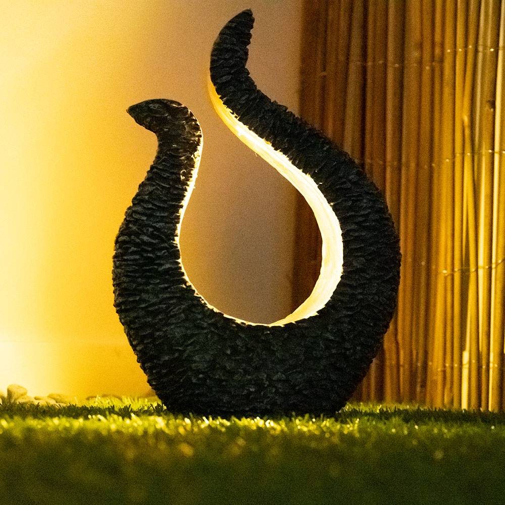 Solarleuchte Gartendeko Solar Skulptur Steinoptik Solarlampe Design gold, grau, LED warmweiß, LxBxH 23,5x11x34,5 cm, 2er Set